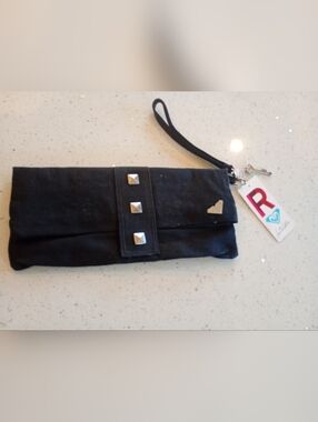 Roxy Black Canvas Grommet Wristlet with Silver Key Charm